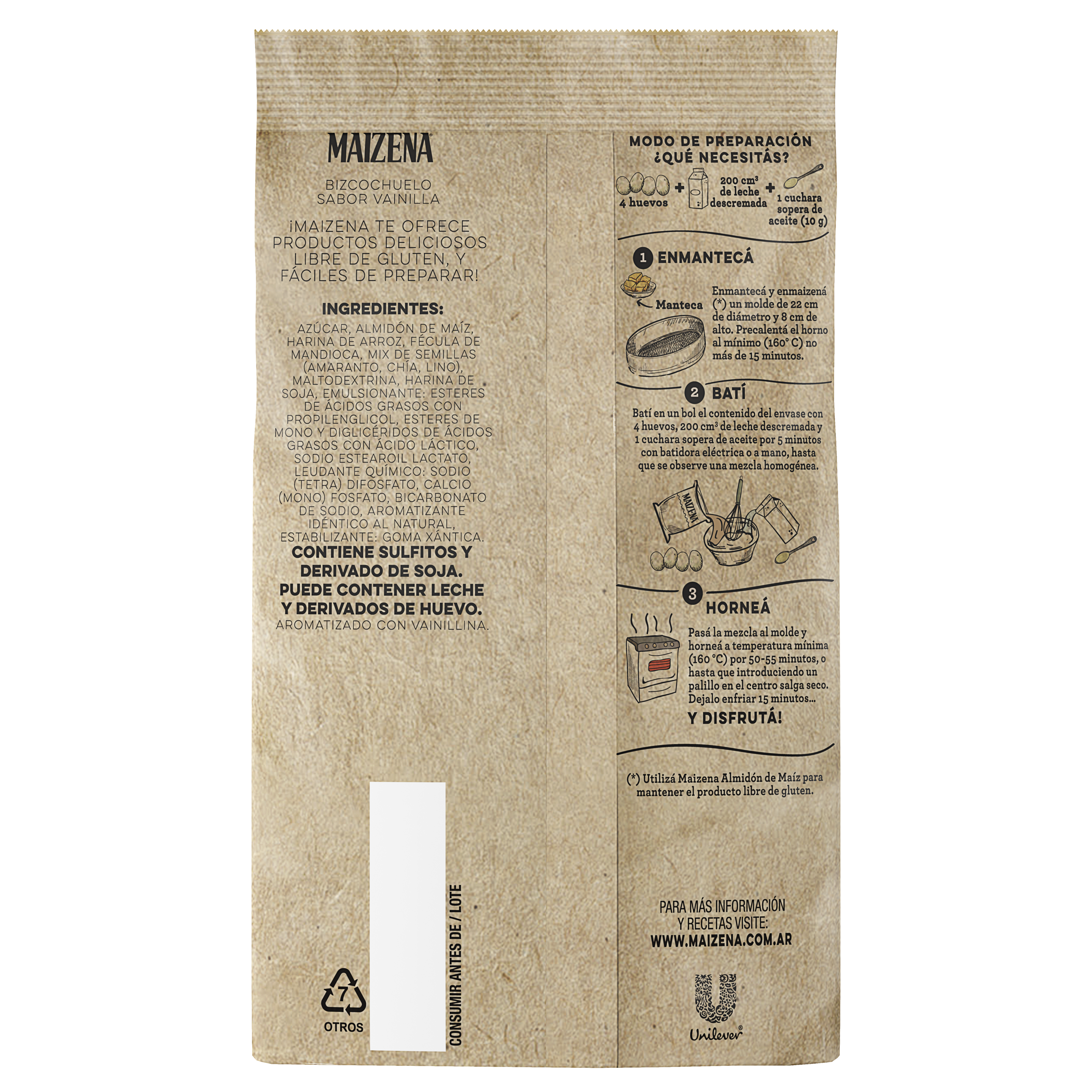 Premezcla de bizcochuelo sabor Chocolate sin TACC - Maizena