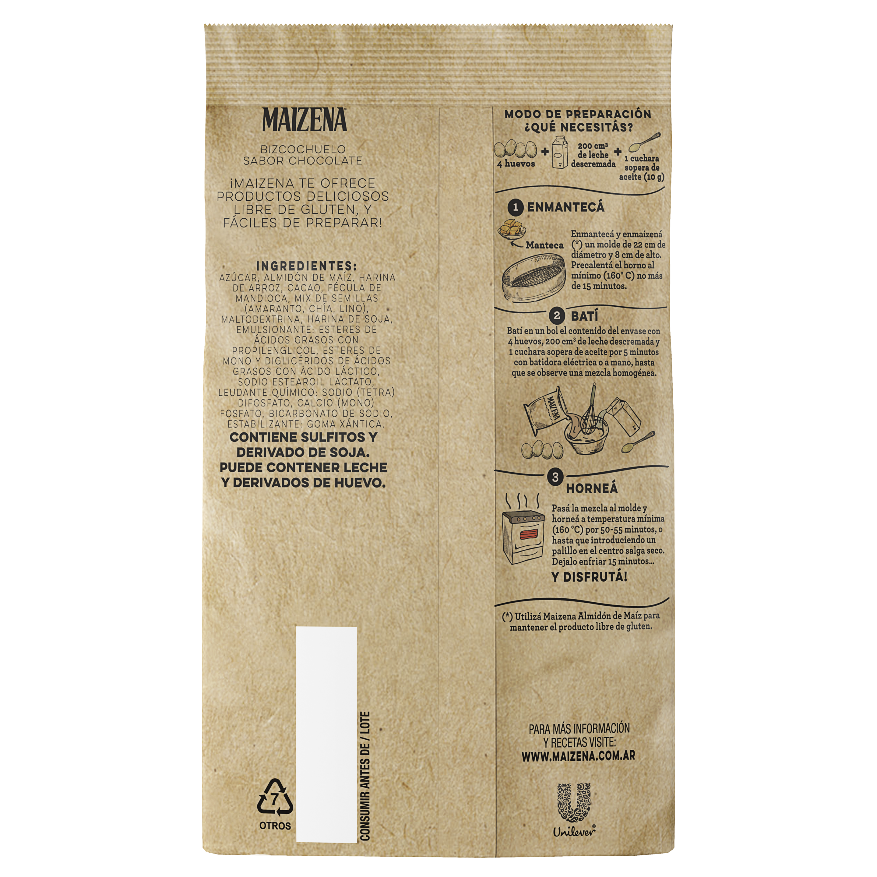 Premezcla de bizcochuelo sabor Chocolate sin TACC - Maizena