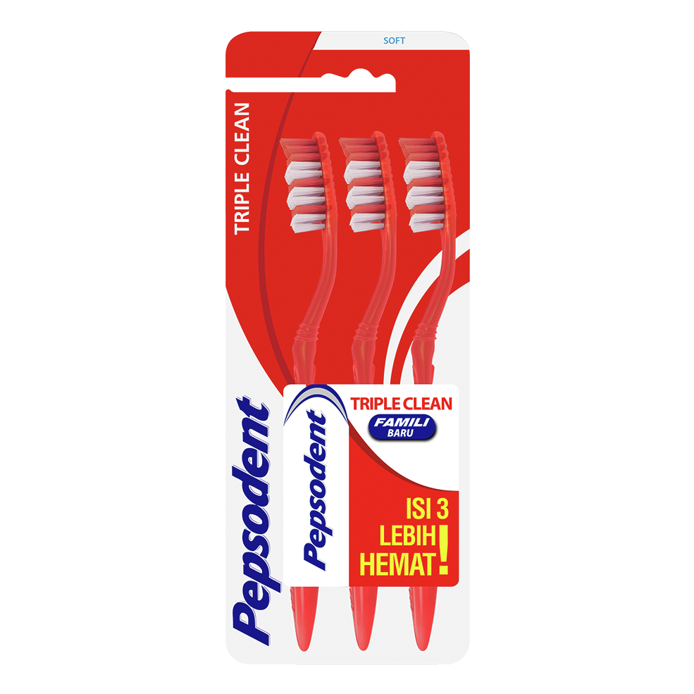 Sikat Gigi Pepsodent Triple Clean Soft Multipack isi 3