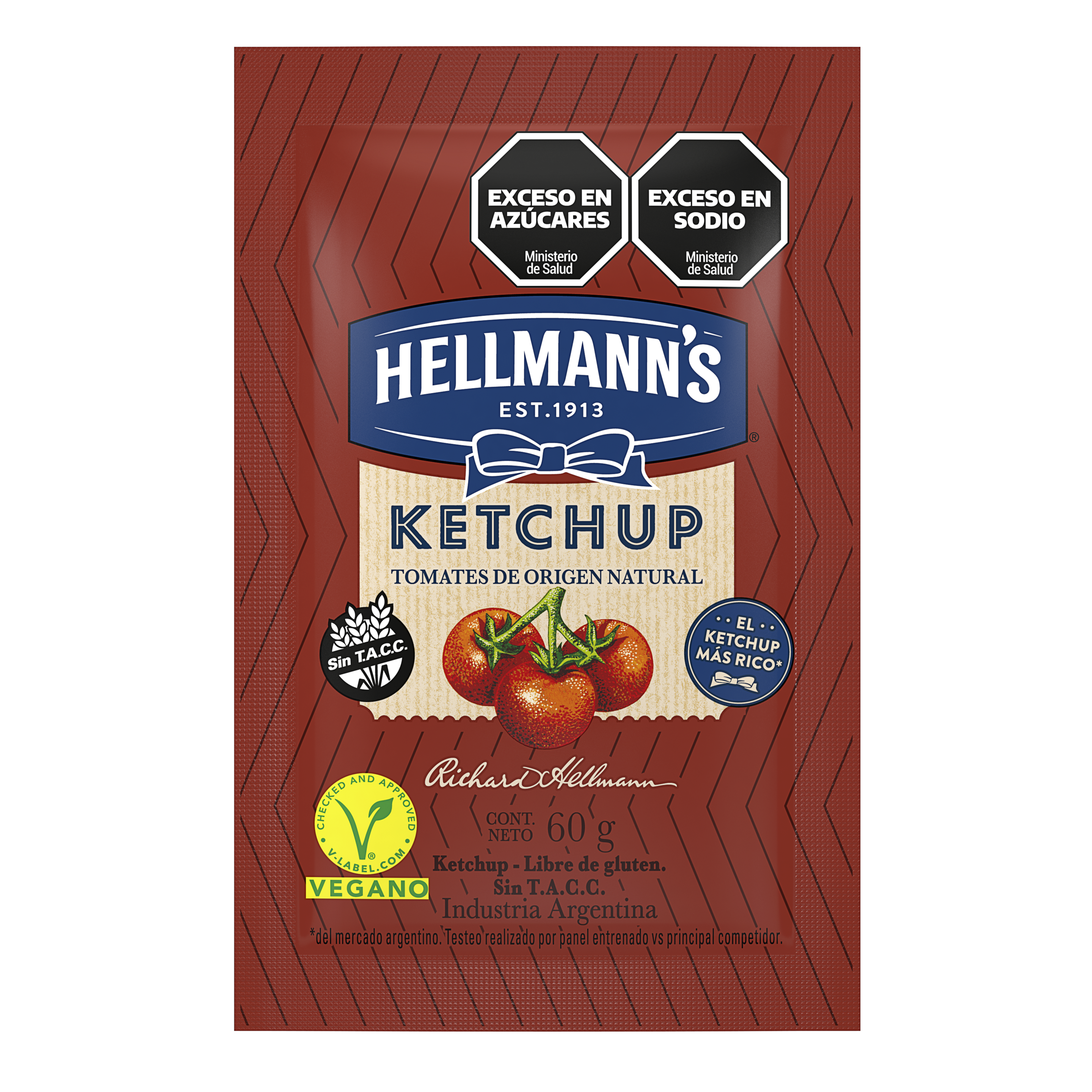 Envase doypack rojo de ketchup Hellmann´s