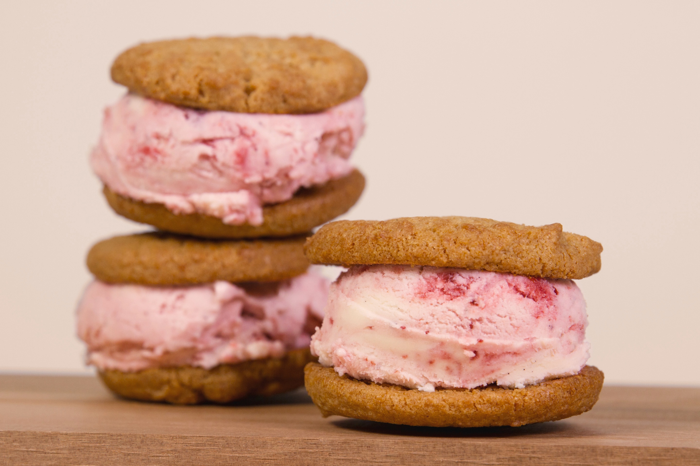 Peanut Butter and Strawberry Ice Cream Sandwiches