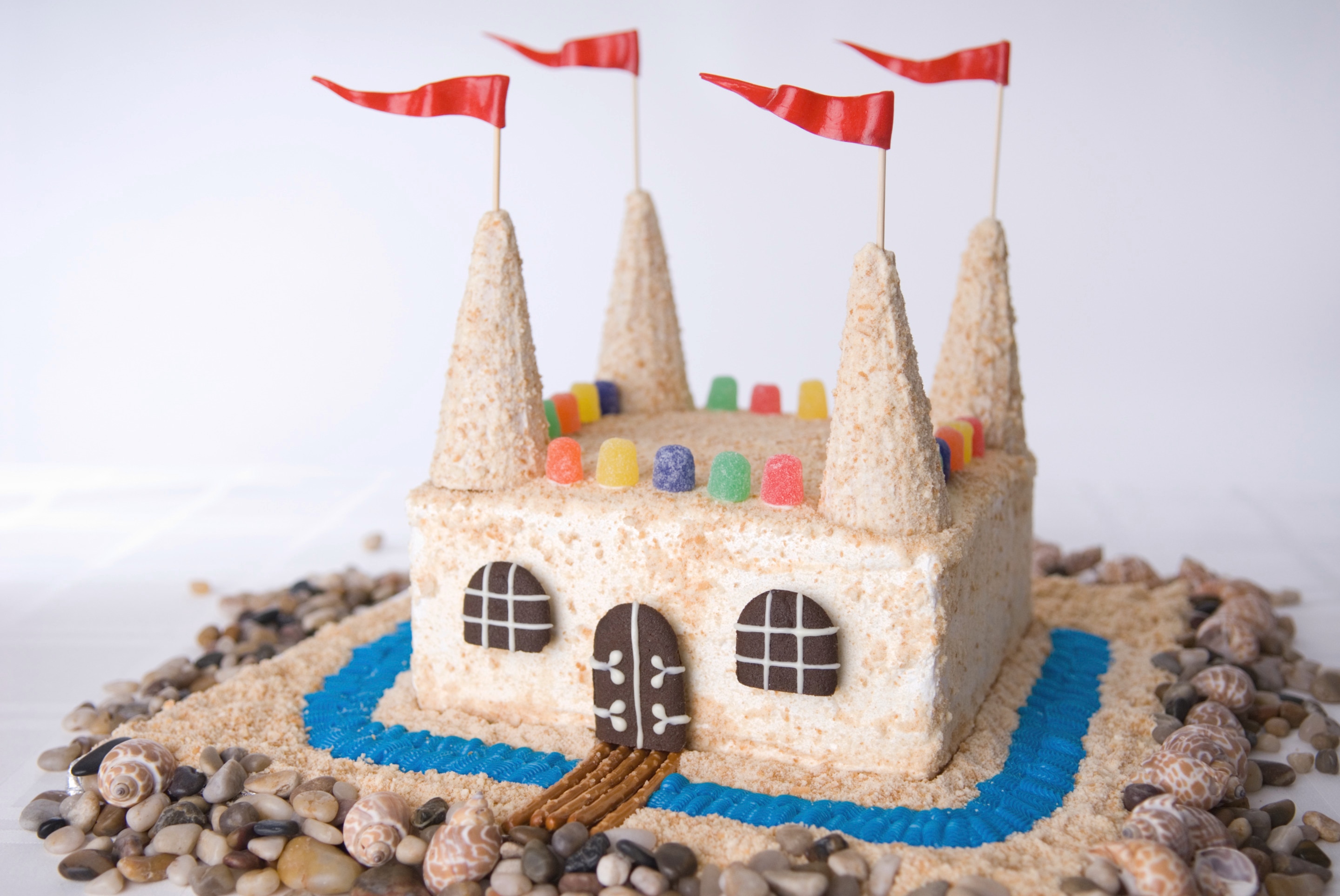 Pastel helado de castillo de arena