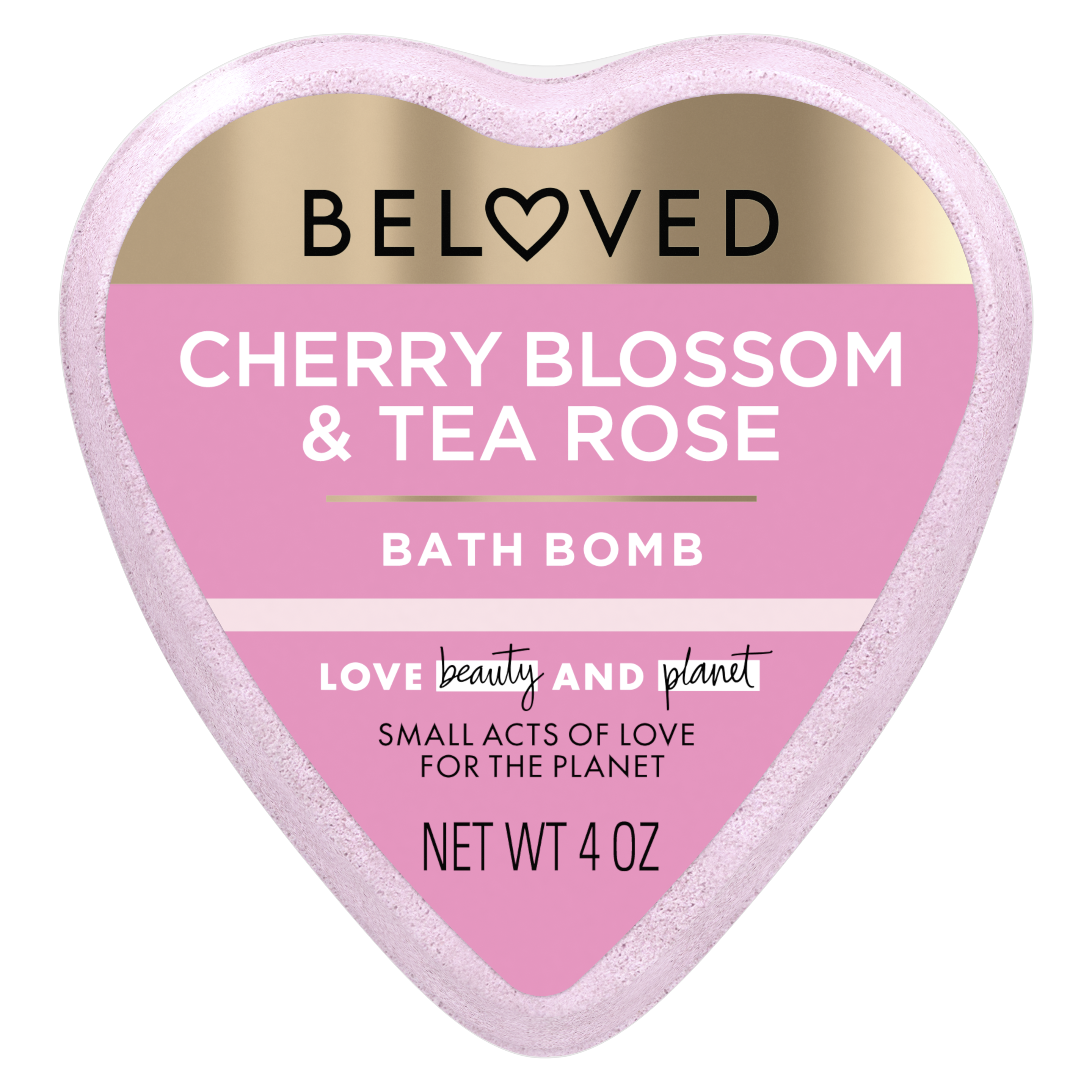 Front of bath bomb pack Love Beauty Planet Cherry Blossom & Tea Rose Bath Bomb