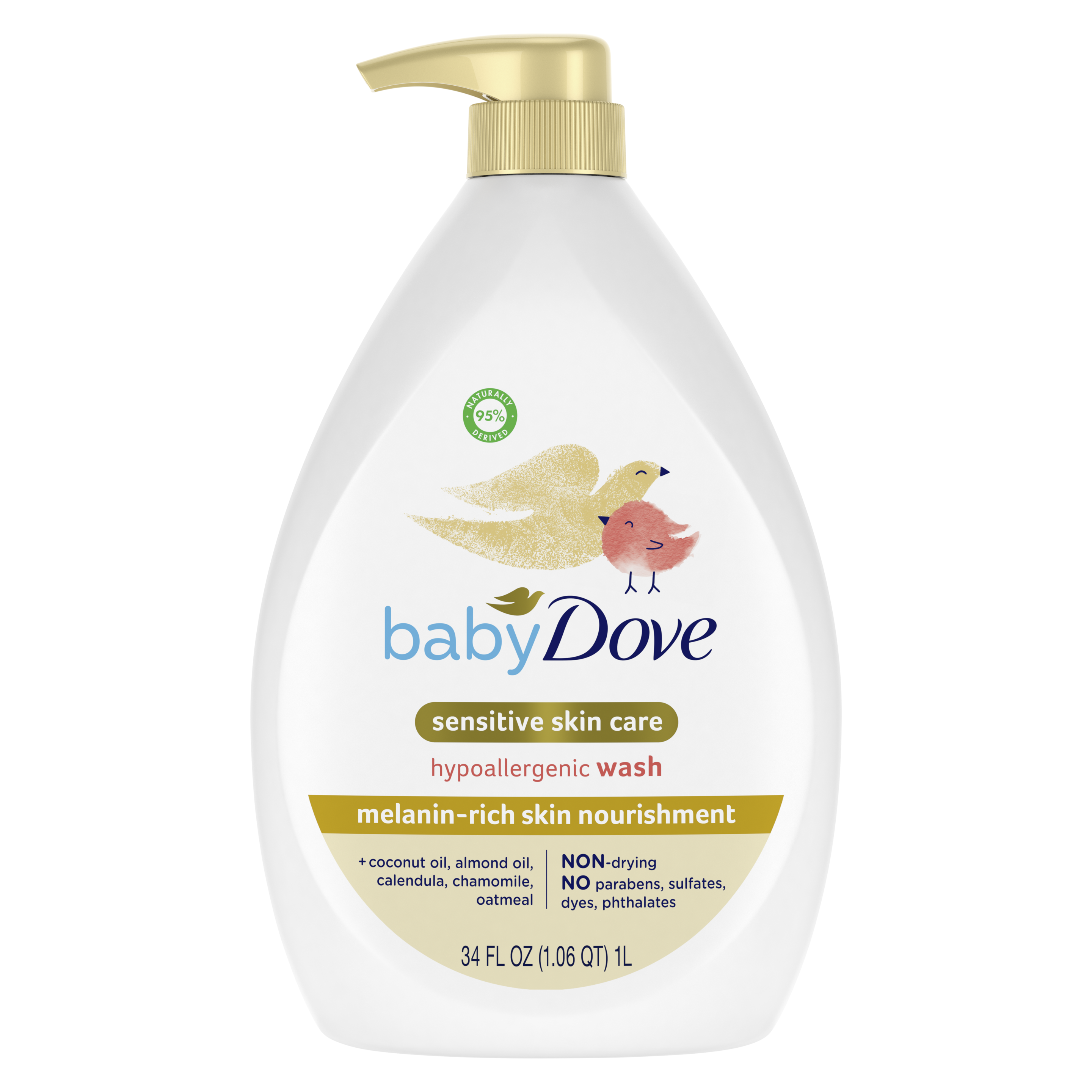 Back of Baby Dove Melanin Rich Skin Foaming Wash (product details in text below)