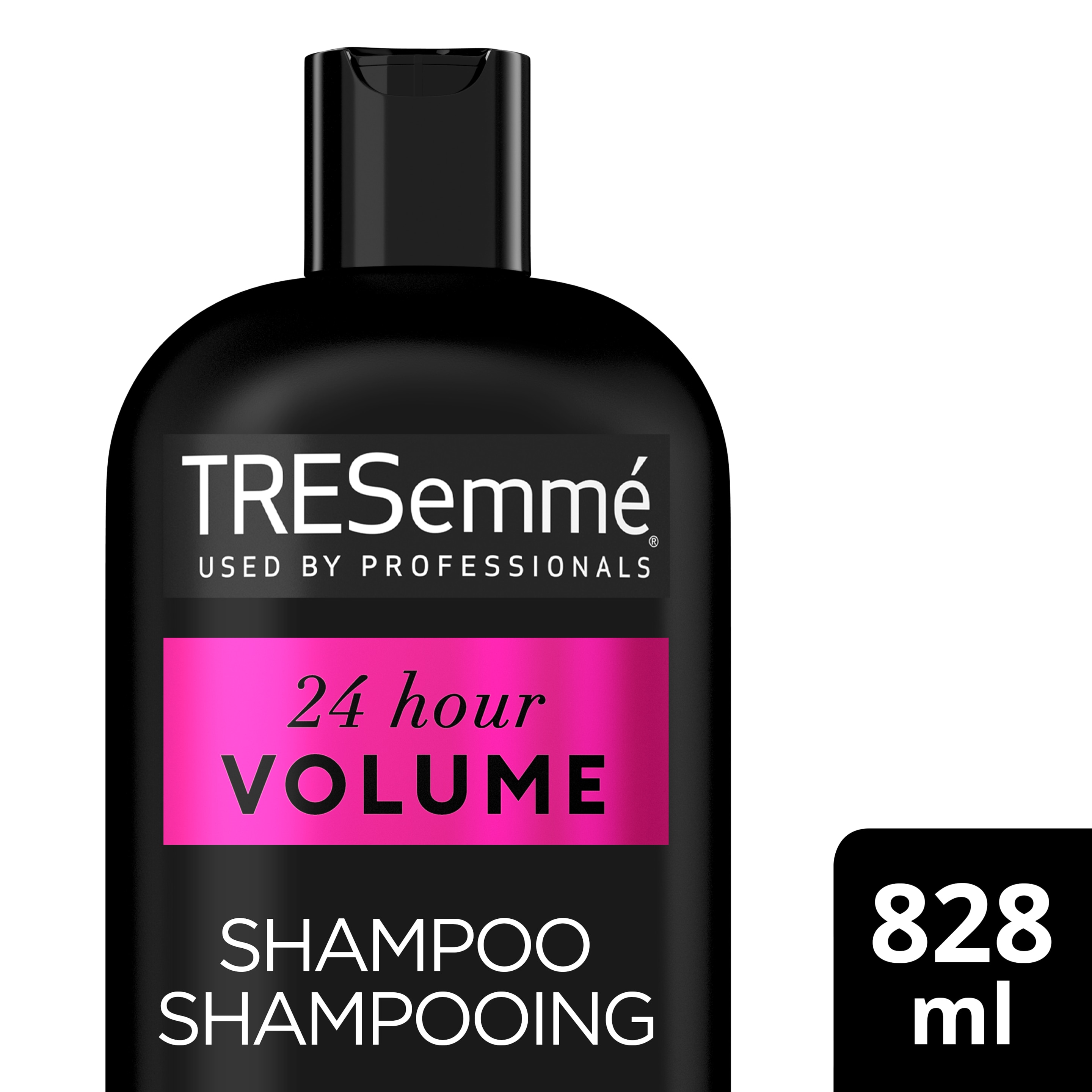 Image de l'avant de la bouteille de TRESemmé® 24 Hour Volume Shampoo de 828 ml