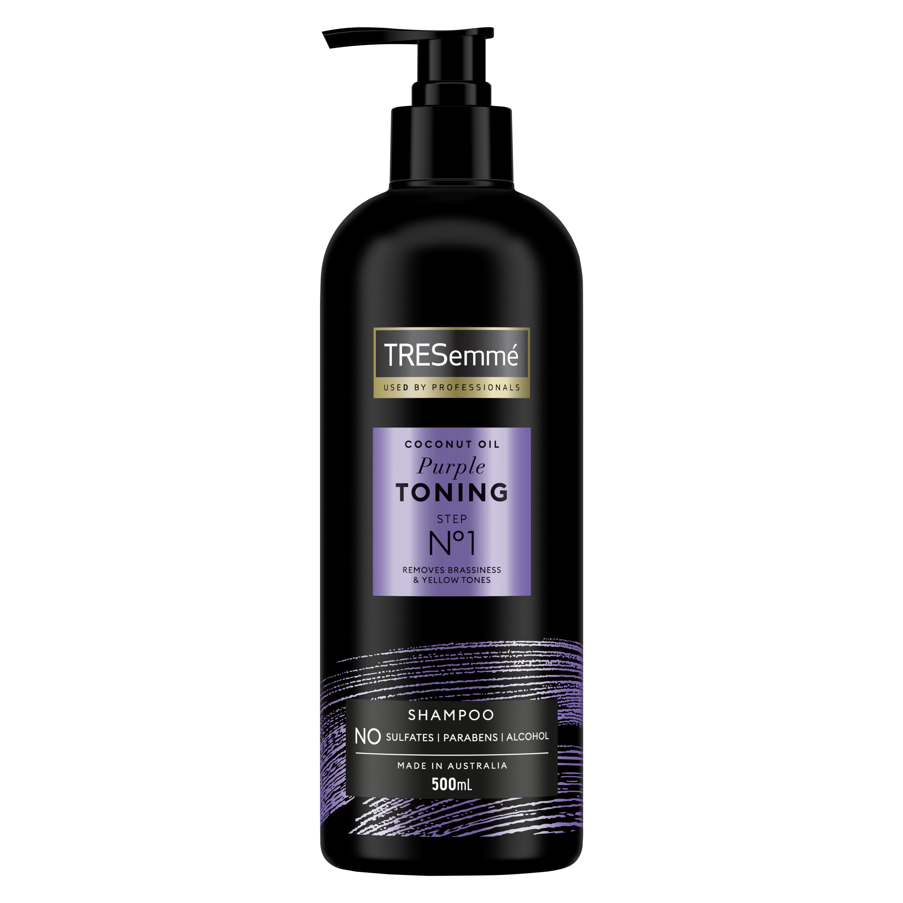A 500ml bottle of TRESemmé Purple Toning Shampoo