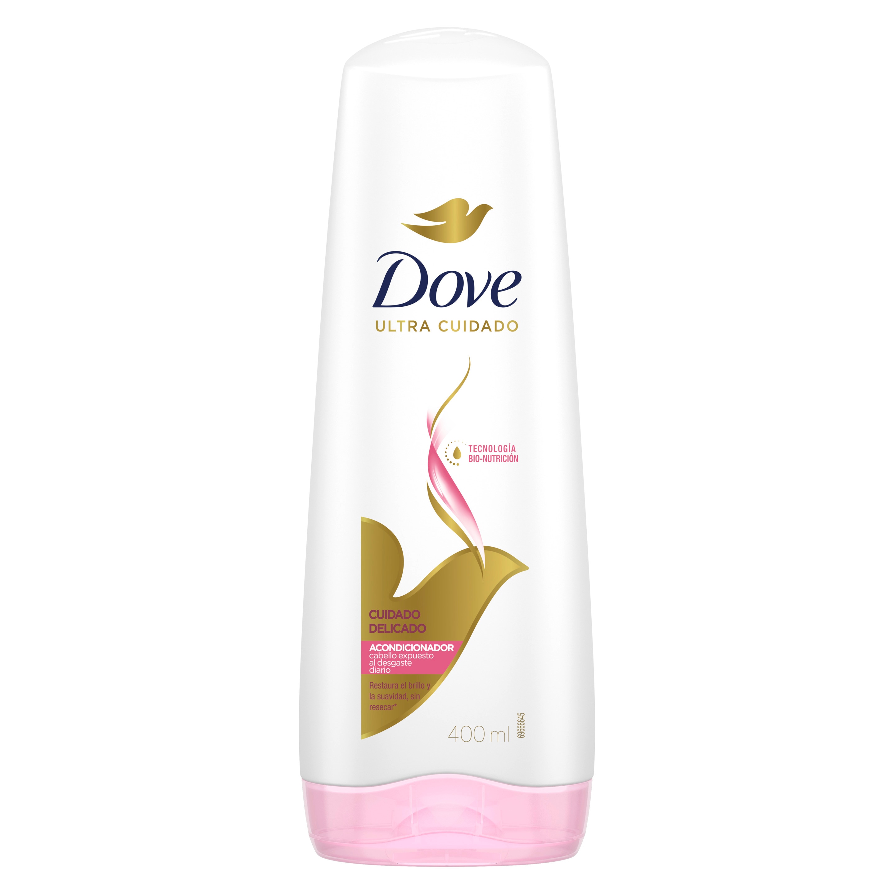 Envase de Dove Acondicionador Cuidado Delicado. Brillo y suavidad sin resecar tu pelo