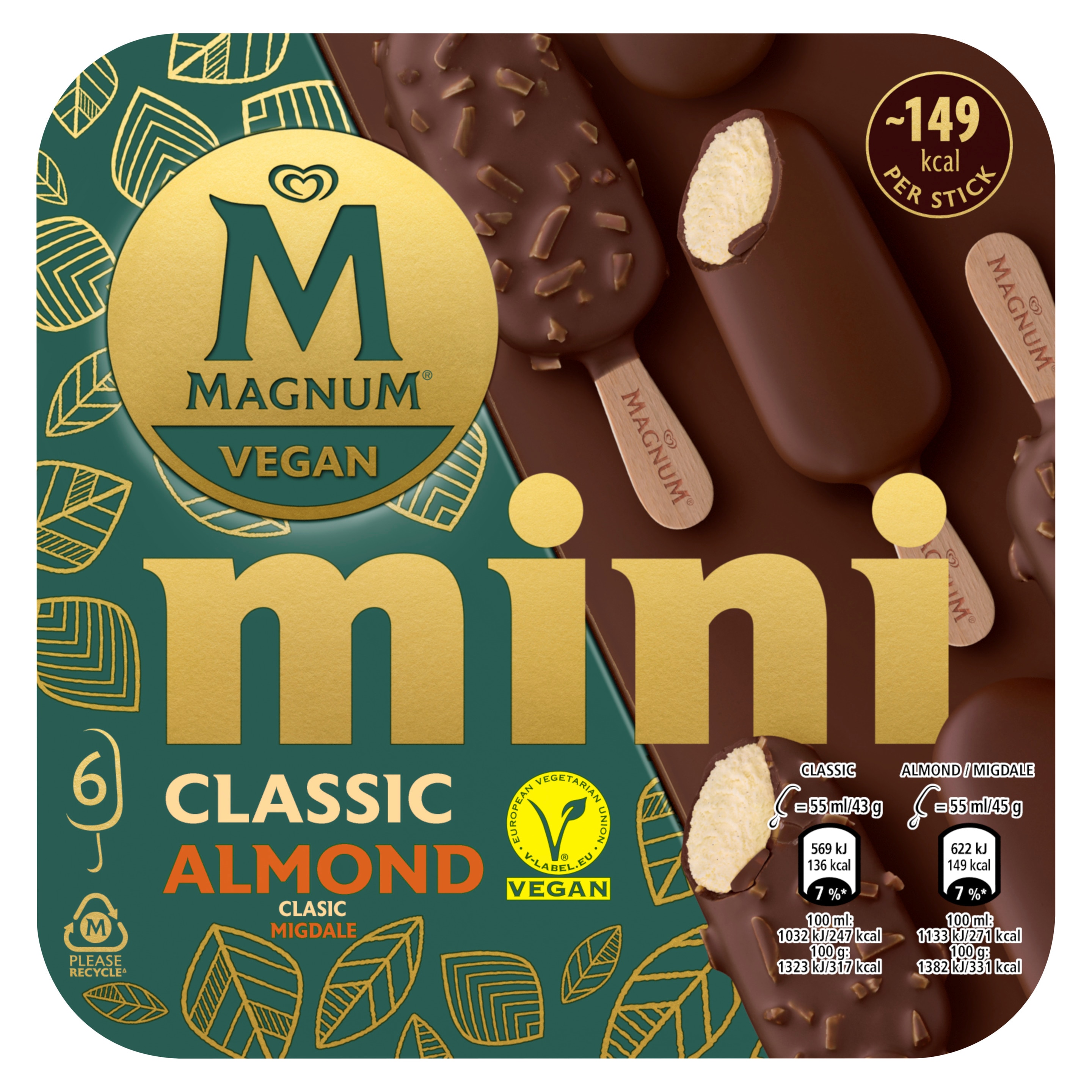 Magnum Mini Mix Vegan Classic/Almond 6 x 55ml Front