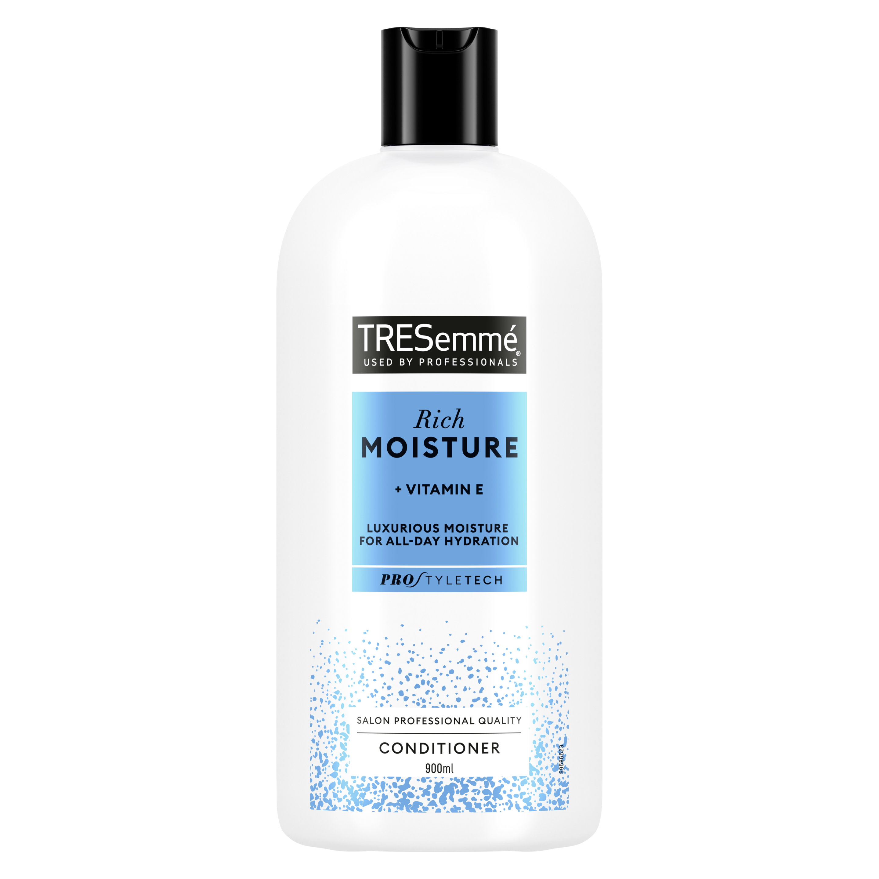 A 900ml bottle of TRESemmé Moisture Rich Conditioner front of pack image
