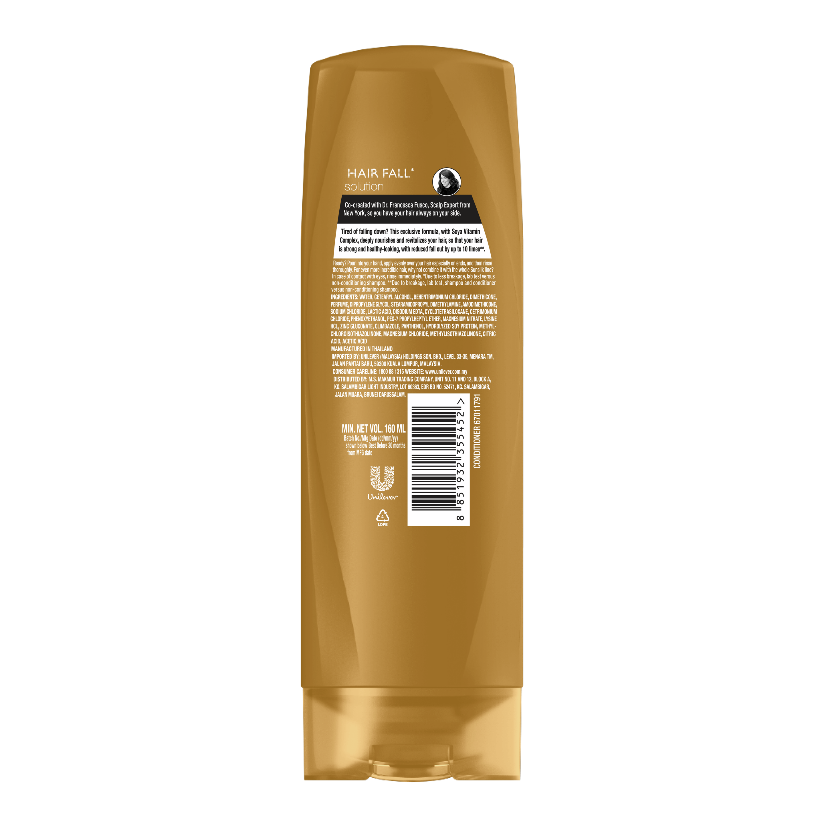 Perapi Hair Fall Solution Sunsilk 160ml imej di belakang pek