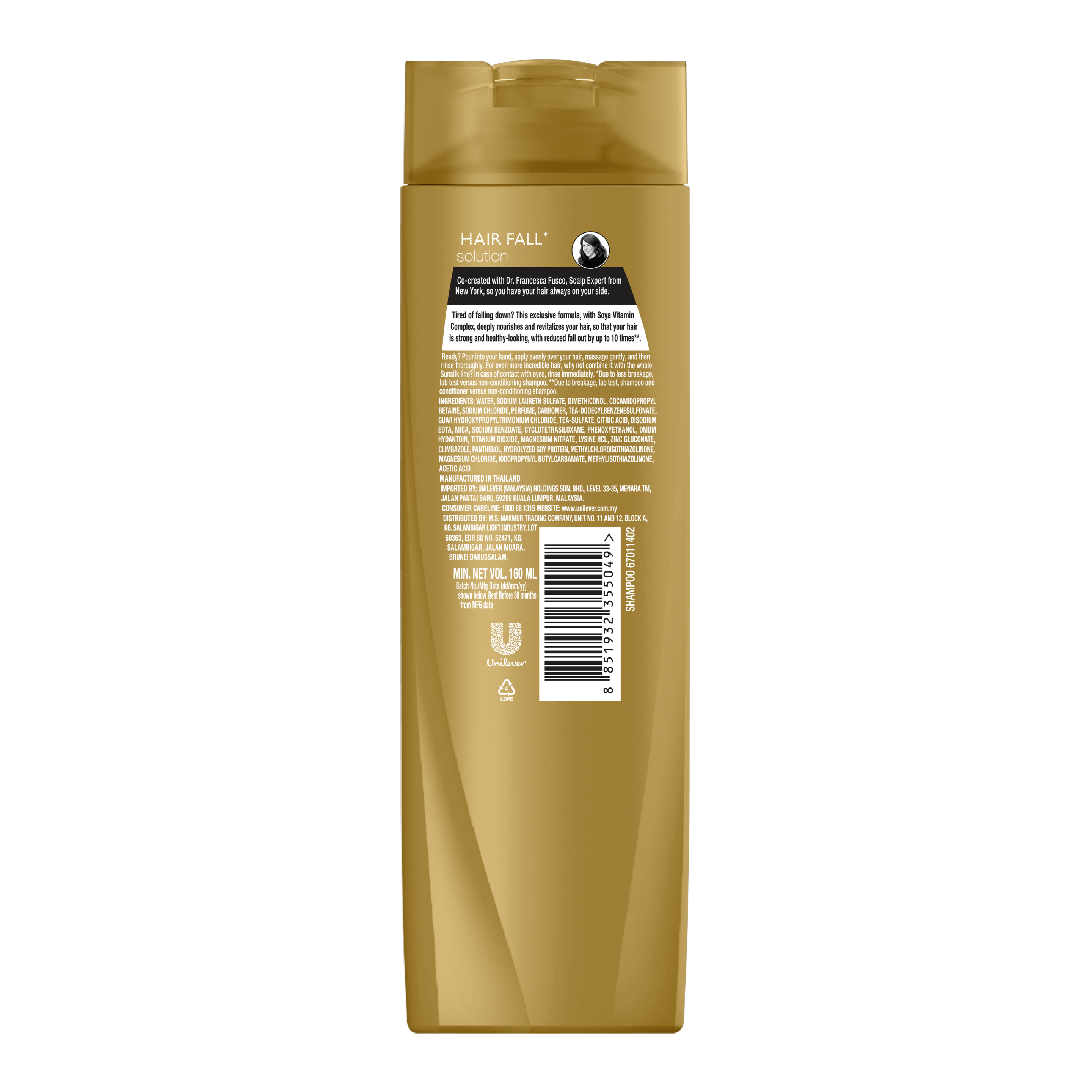 Syampu Hair Fall Solution Sunsilk 160ml imej di belakang pek