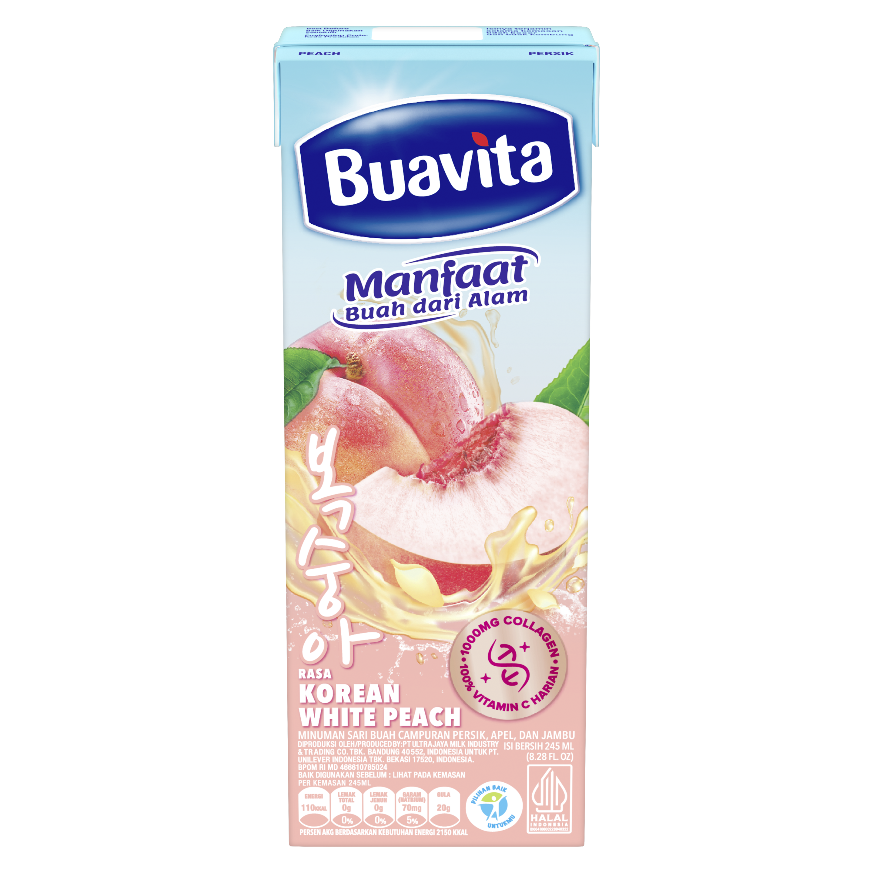Buavita Korean White Peach 245ml packshot