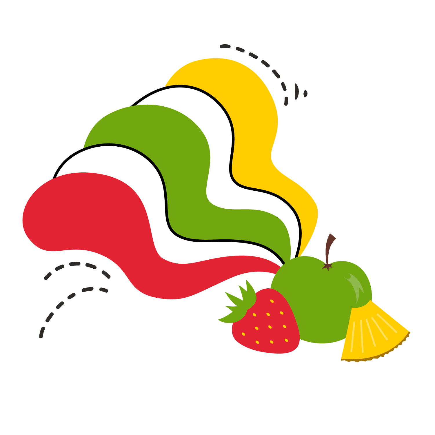 getekende afbeelding van fruit met kleuren 