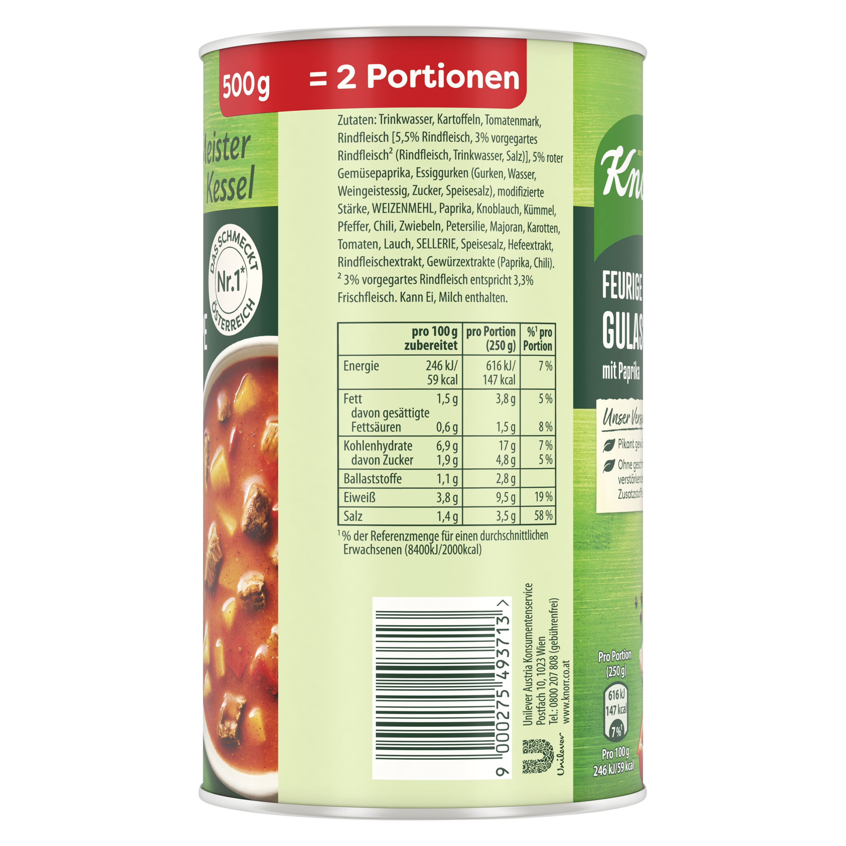 Knorr Meisterkessel Feurige Gulasch Suppe 2 Teller