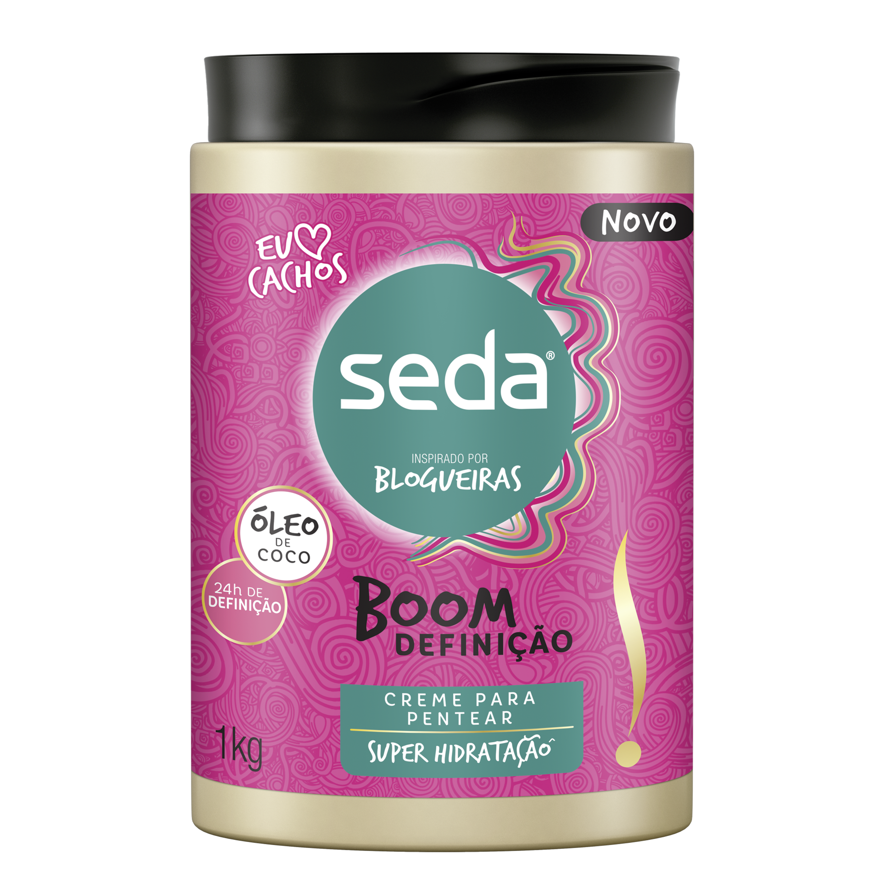 Uma imagem frontal da embalagem de Creme para Pentear Seda Boom Definição 1kg