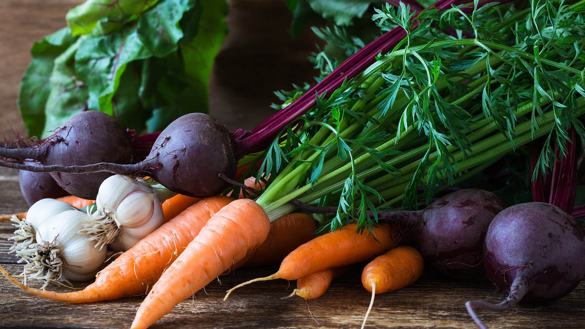 Karotten, Knoblauch und Rote Beete