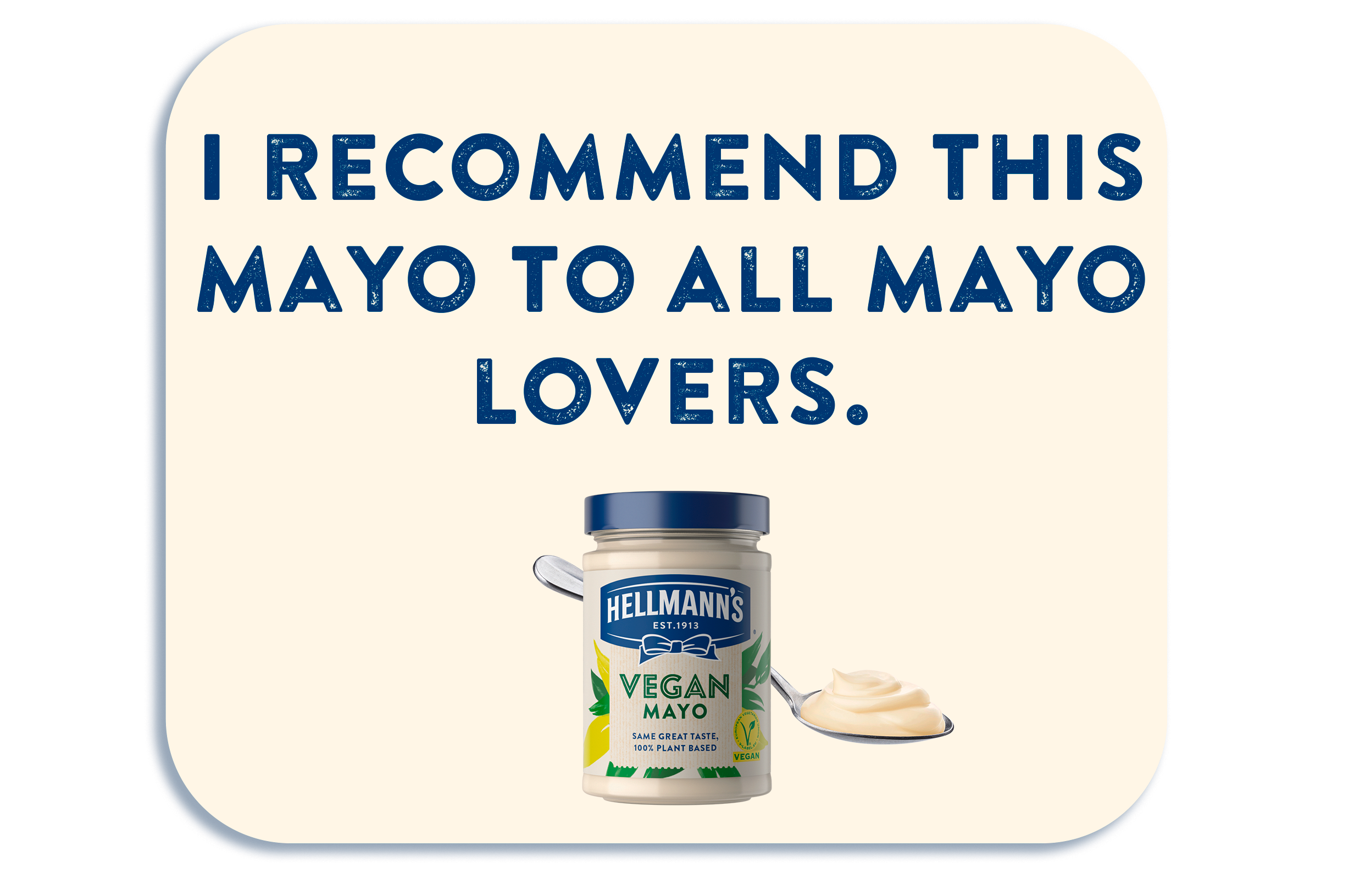 Vegan Mayo on a hand with 5 stars