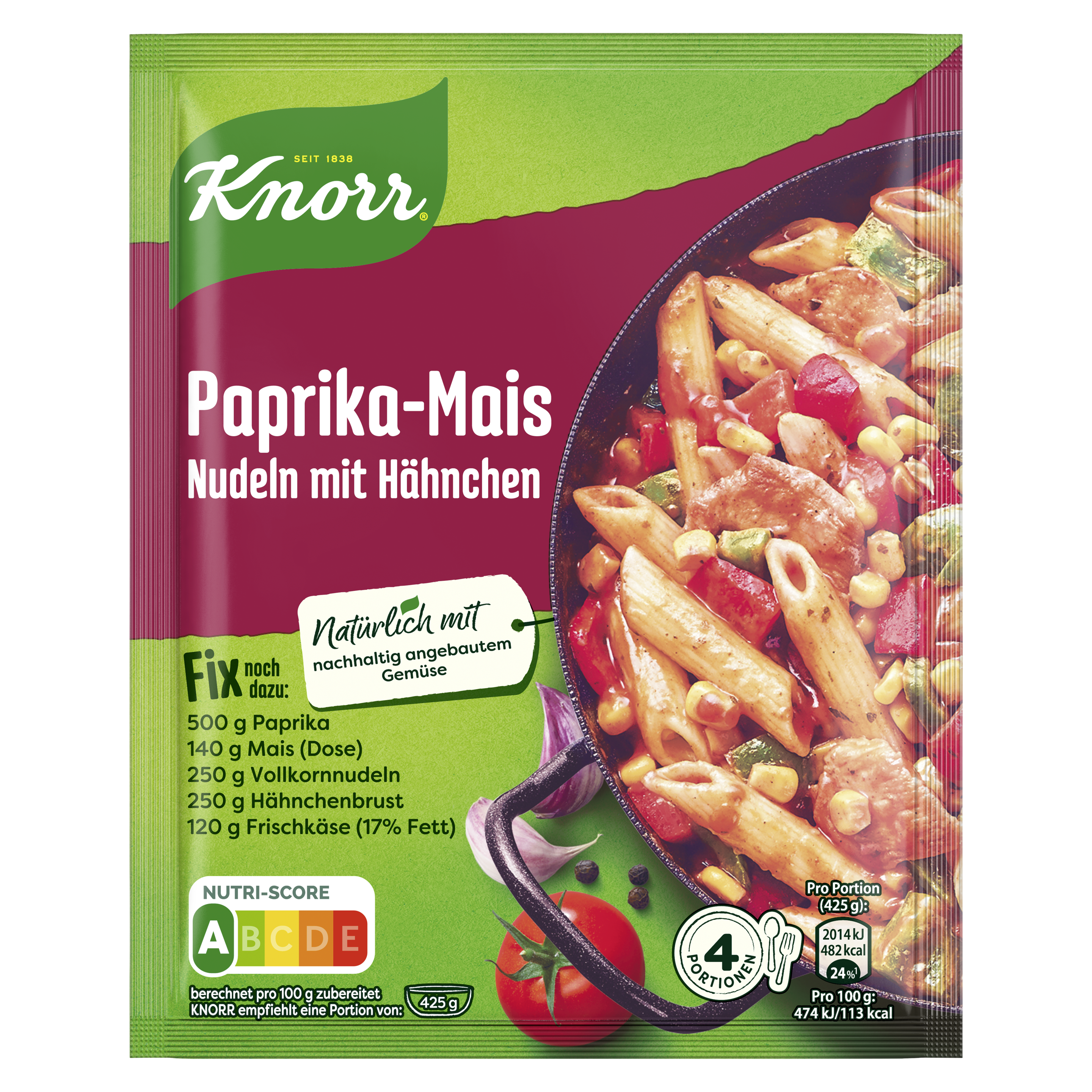 Knorr Familien-Fix Paprika-Mais Nudeln mit Hähnchen 42 g