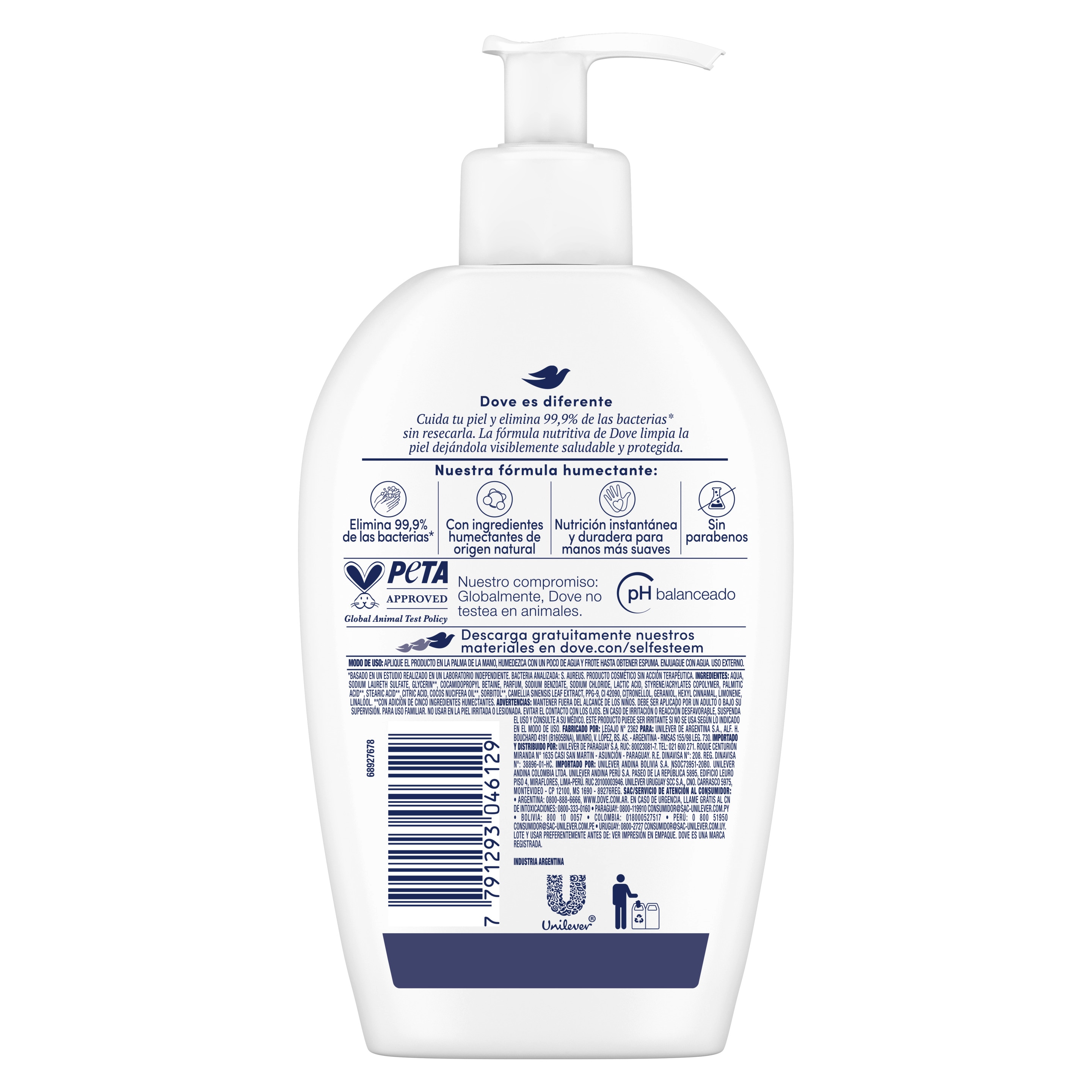 Jabón líquido para las manos Dove Antibacterial Cuida & Protege