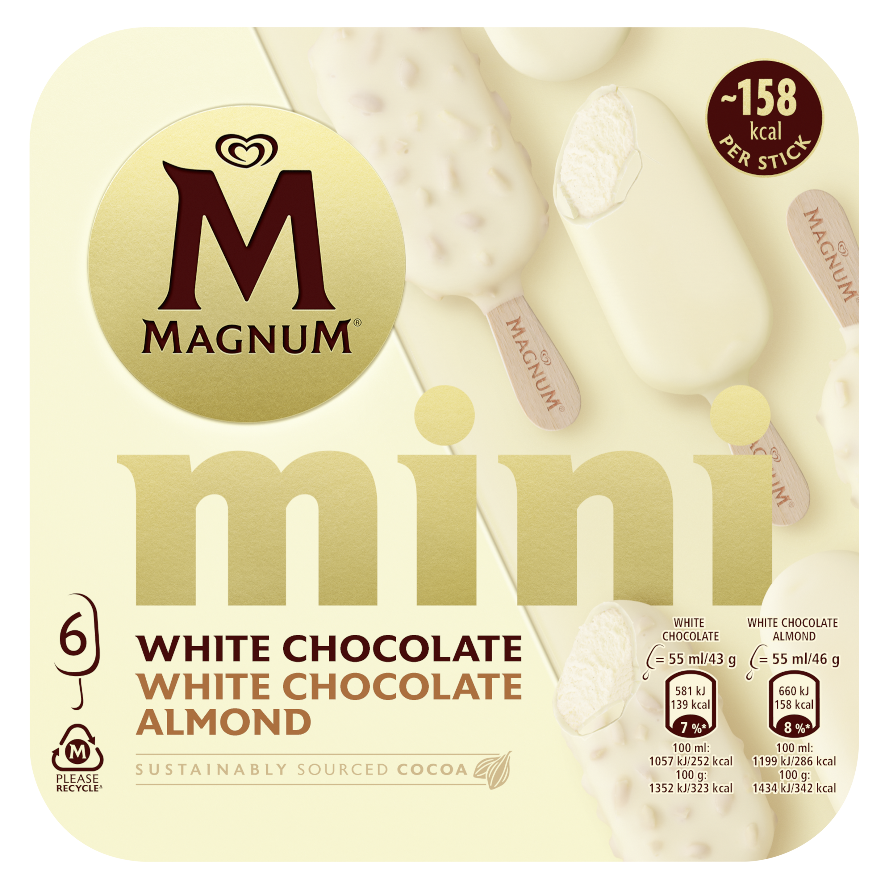 MAGNUMI MINI WHITE & WHITE ALMOND X6