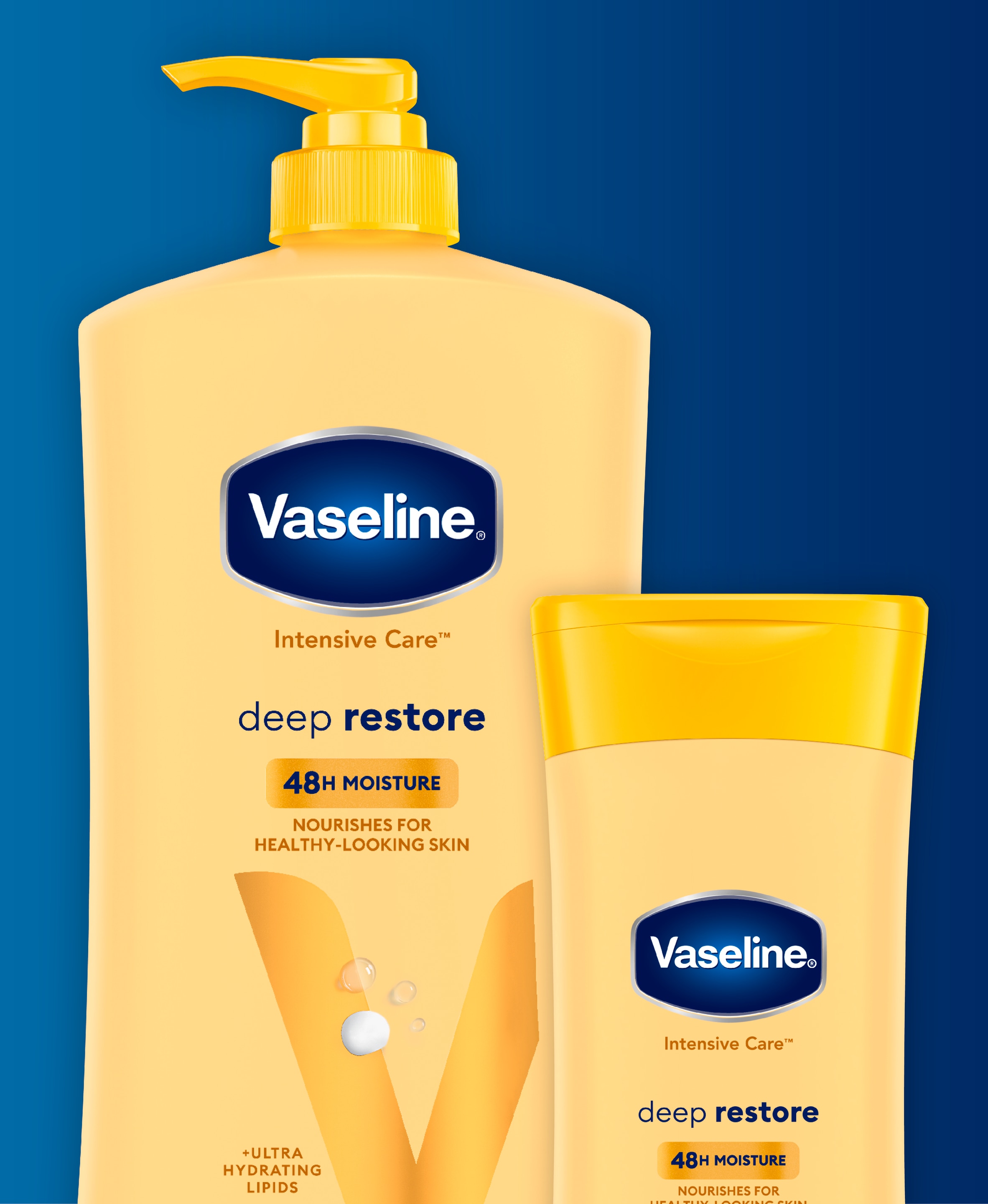 Packshots of Vaseline's Deep Restore lotion
