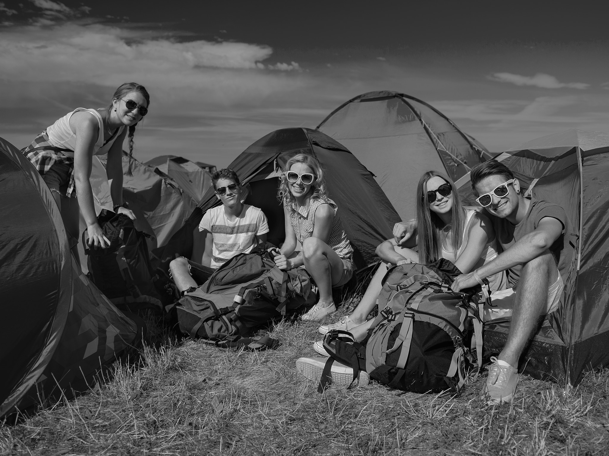 Kampeerders in tent