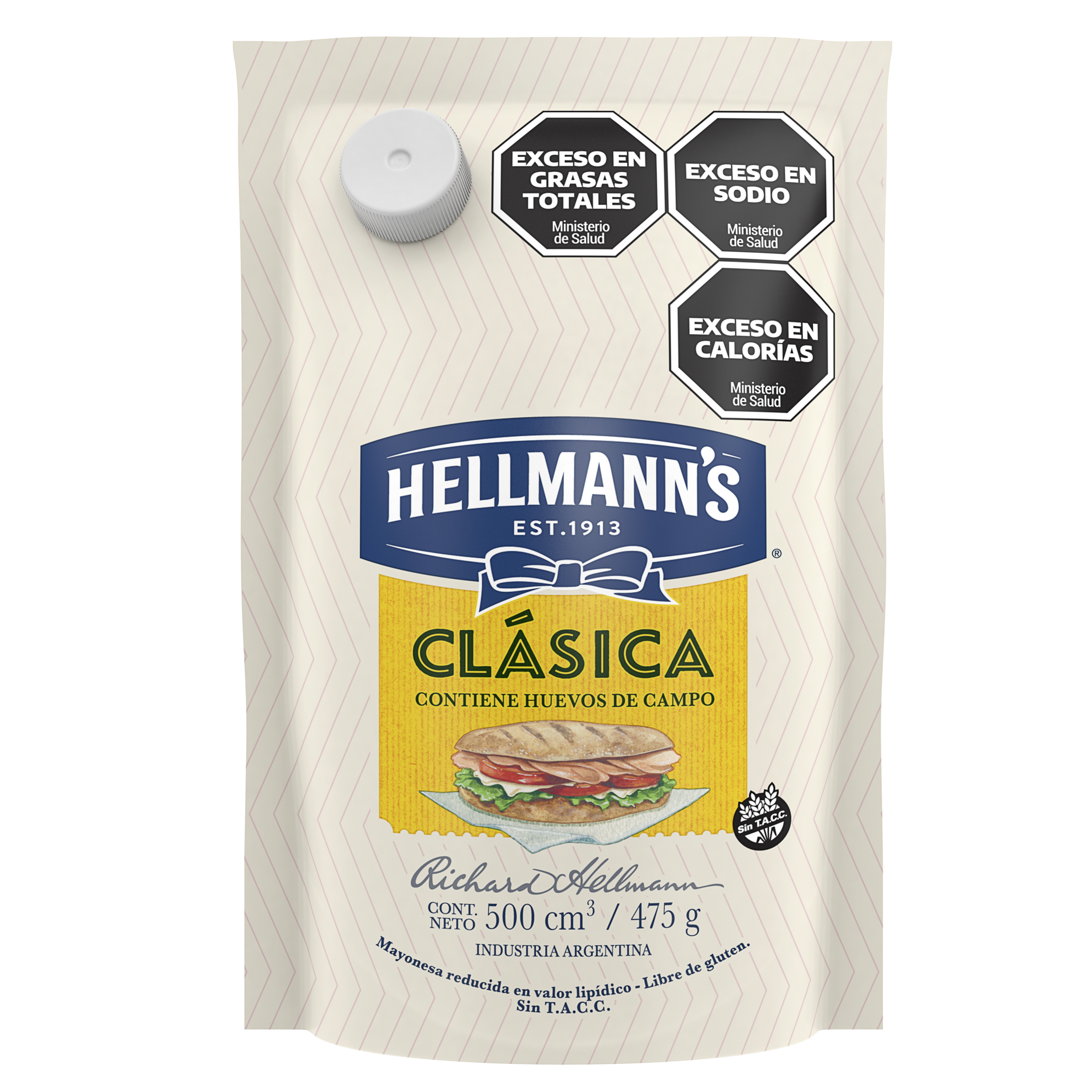 Envase doypack amarillo de mayonesa Hellmann´s clásica