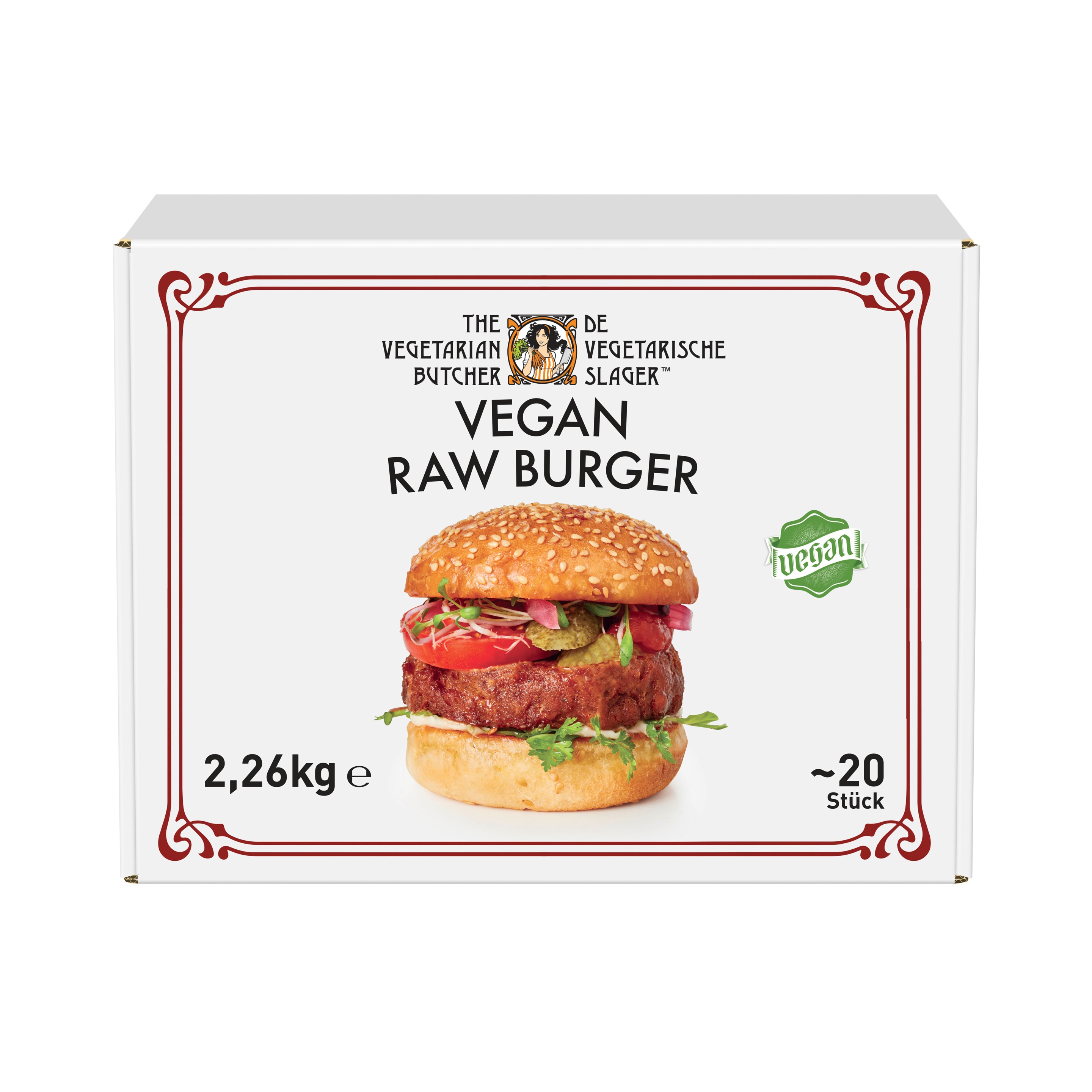The Vegetarian Butcher Raw NoBeef Burger - Veganes Burgerpatty auf Pflanzenprotein-Basis 1 x 2,26 kg - 