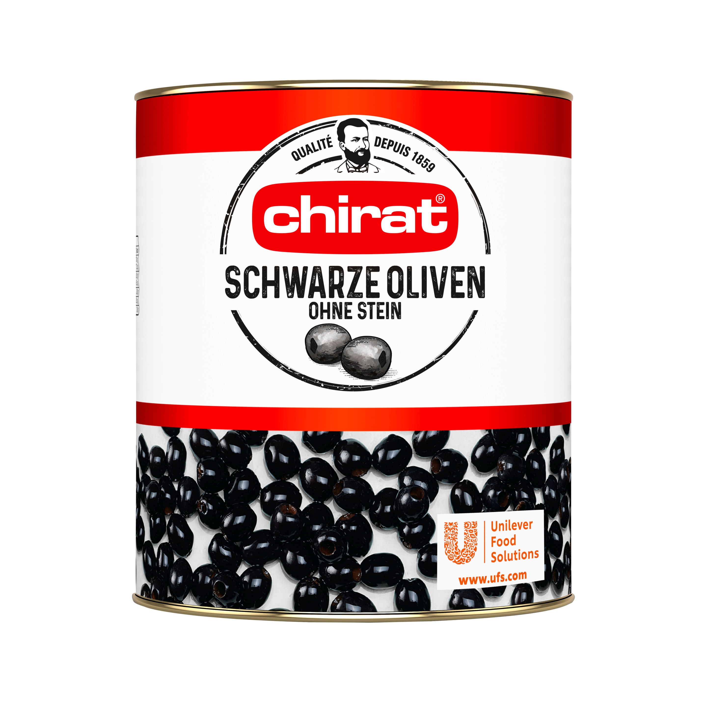 Chirat Schwarze Oliven ohne Stein 3/1 Dose 