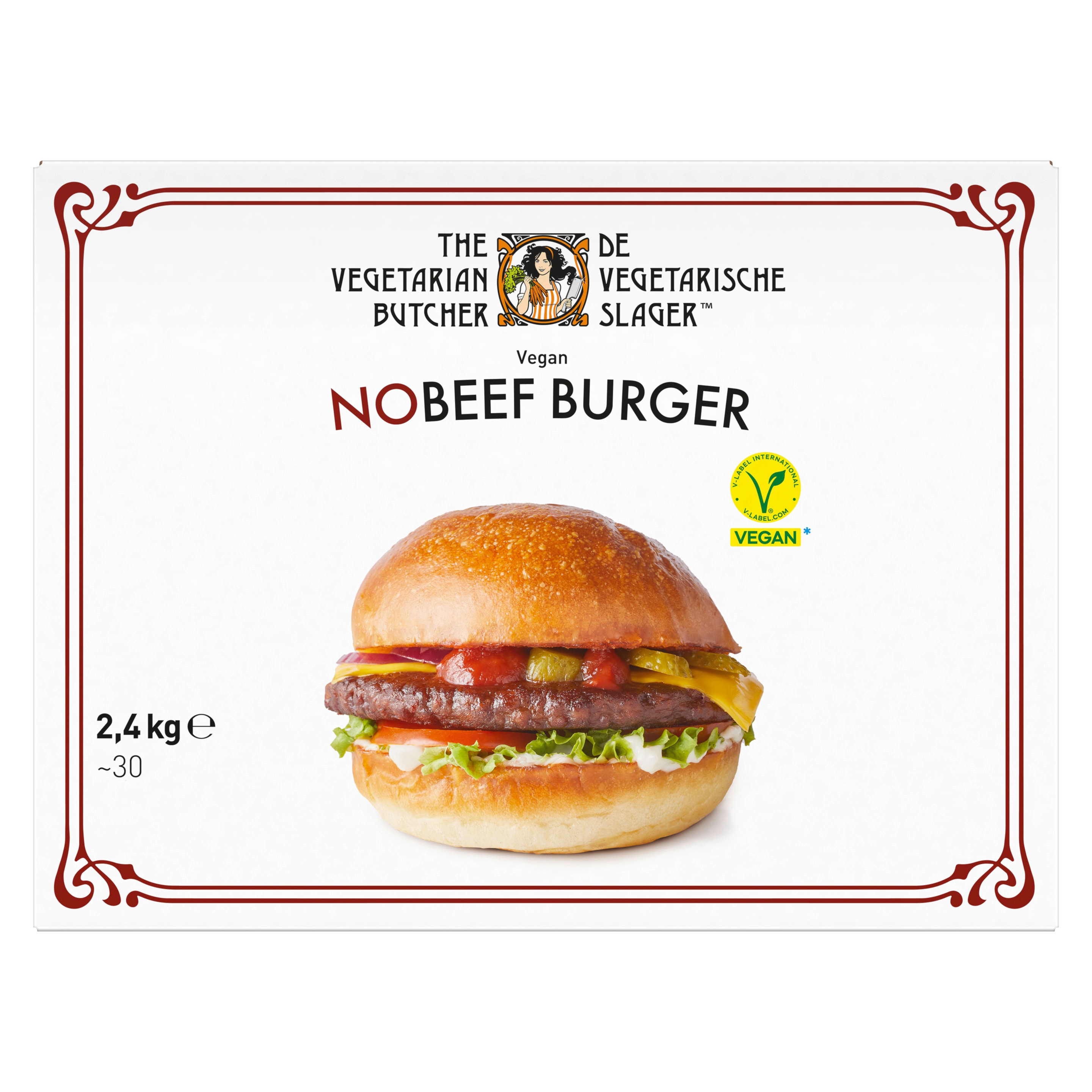 The Vegetarian Butcher NoBeef Burger - Veganes Burgerpatty auf Pflanzenprotein-Basis 1 x 2,4 kg - 