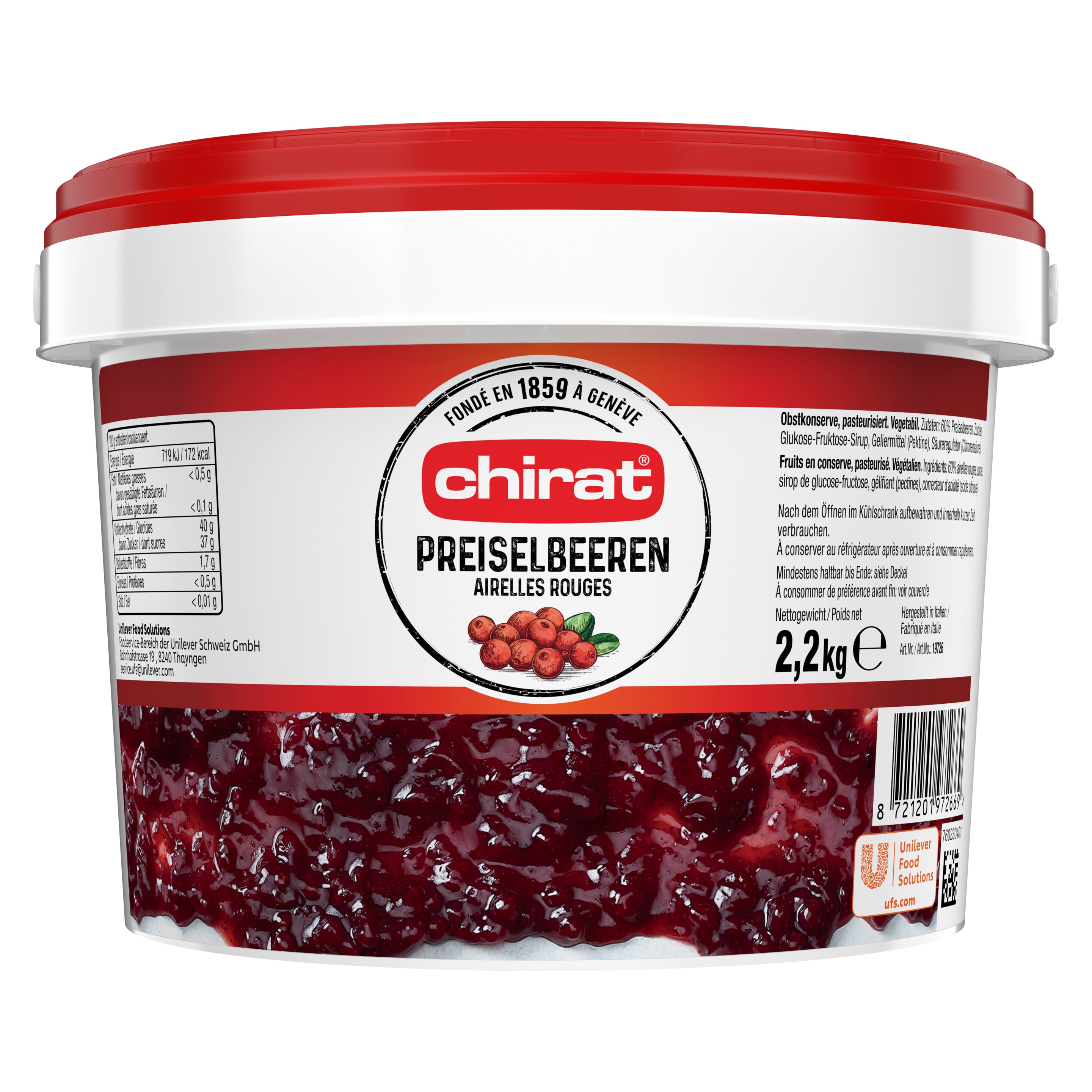 Chirat Preiselbeeren 2.2 kg Eimer