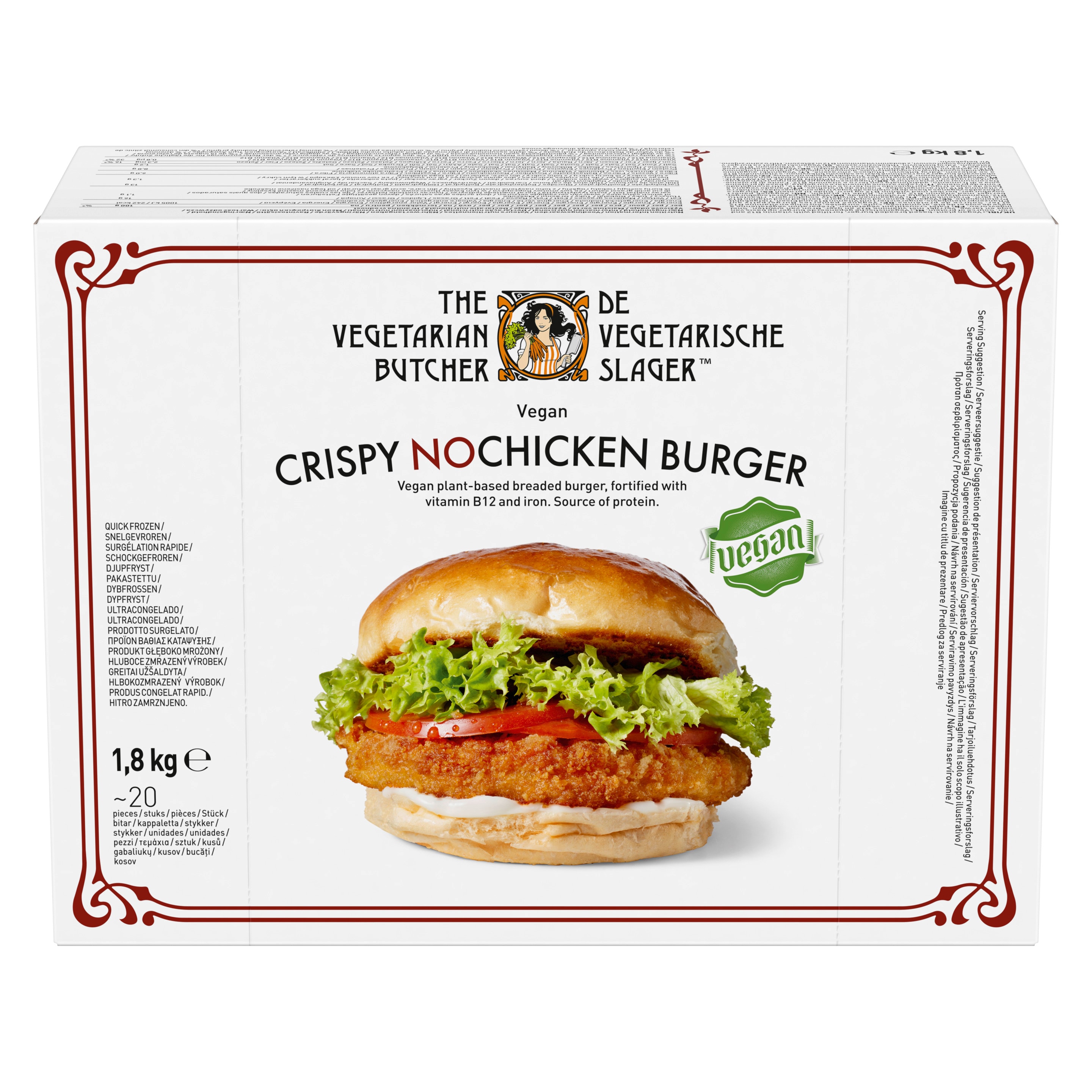 The Vegetarian Butcher Crispy NoChicken Burger - Veganes paniertes Burgerpatty auf Pflanzenprotein-Basis 1 x 1,8 kg - 