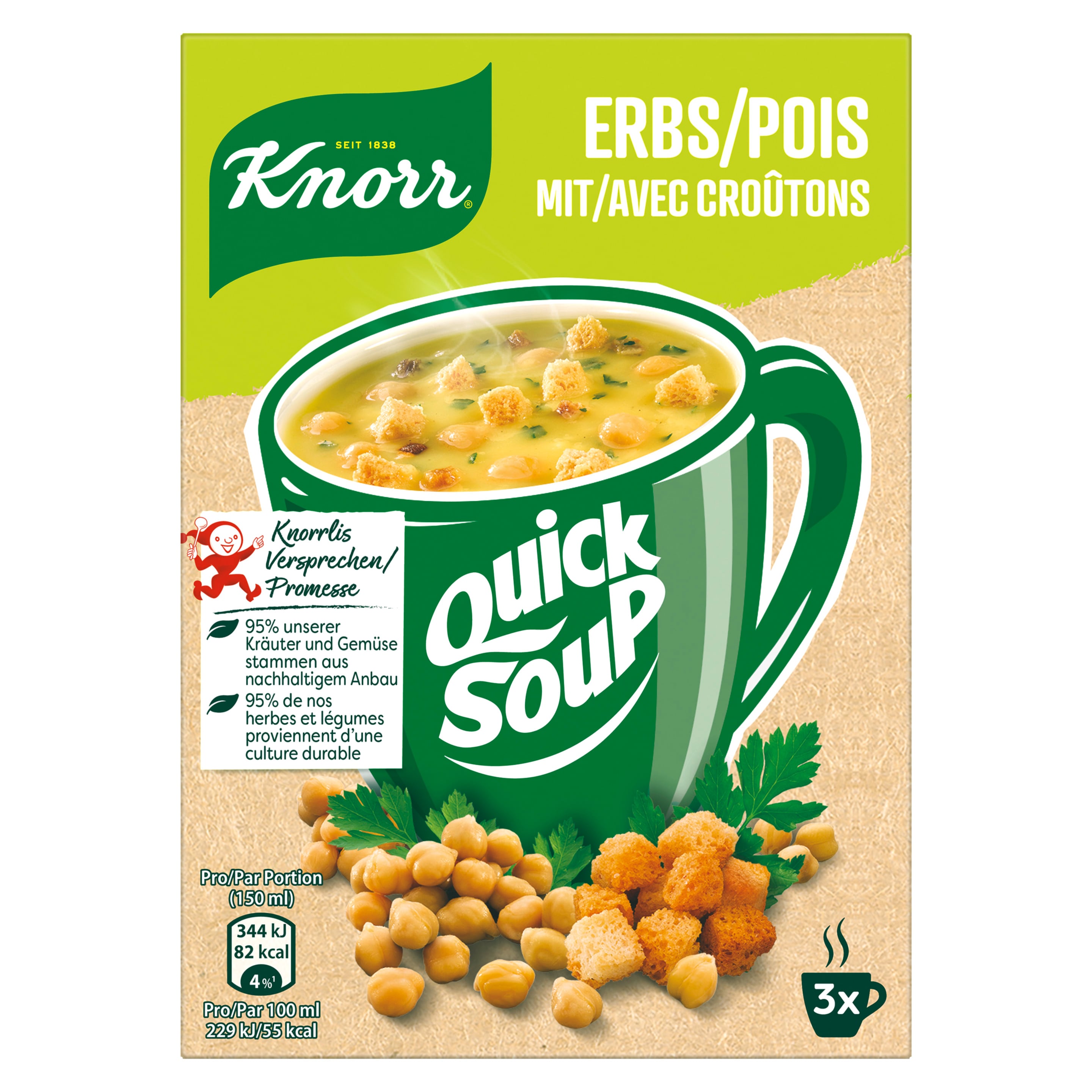 Knorr Quick Soup Erbs mit Croûtons 3 Port.