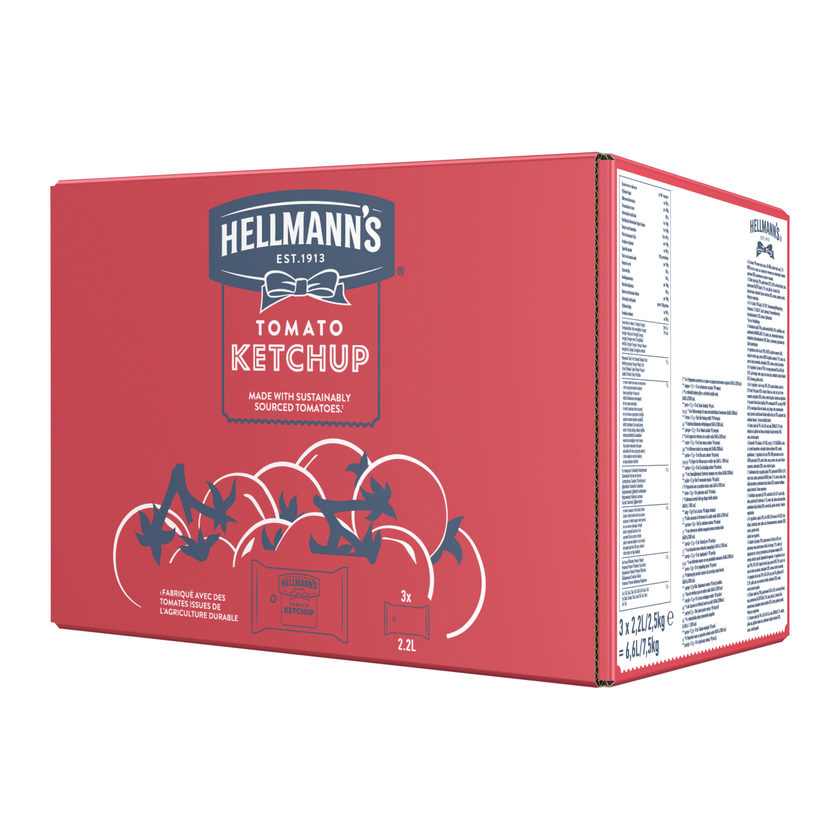 Hellmann's Tomato Ketchup - Beutel für Dispenser 3 x 2,5 kg