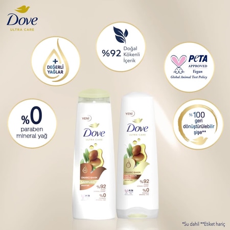 DOVE  Saç Bakım Şampuanı  Argan Yağı Onarıcı Bakım 400 ml